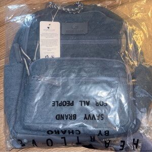 HeartLove Quilted Backpack Denim Blue Multi Pocket Travel Bag NWT